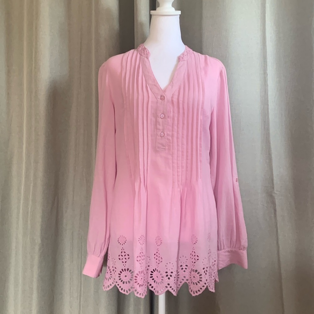 Style Co. Pink Long Sleeve amV-neck Top Size XSmall